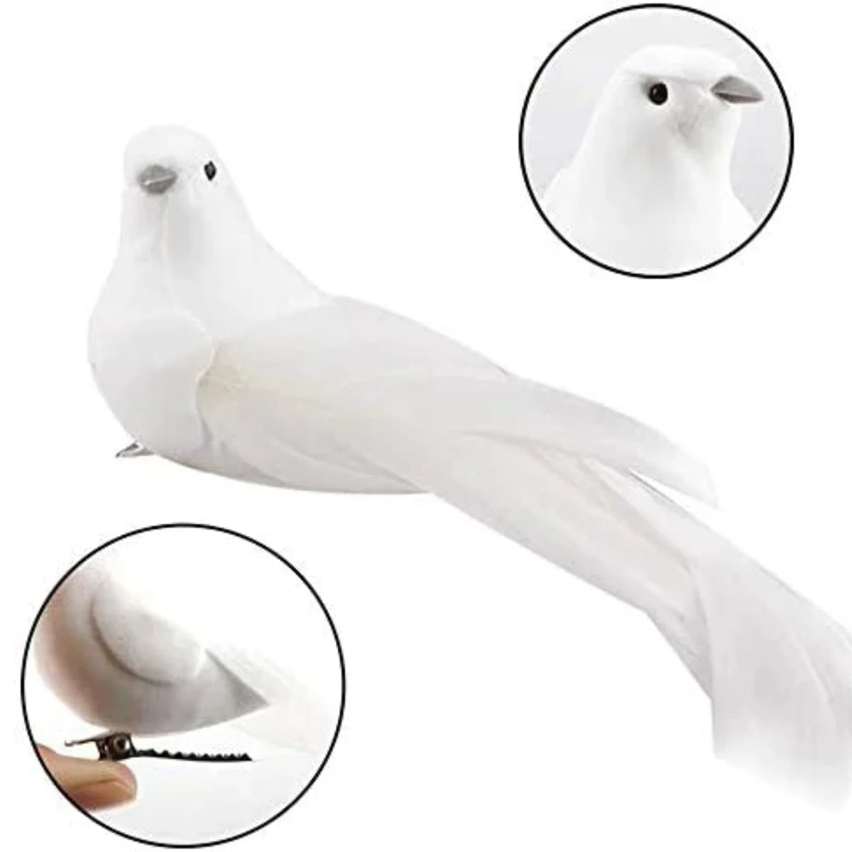 12 Artificial White Dove Bird Ornaments with Clip | Christmas Christmas Tree Ornaments Babs