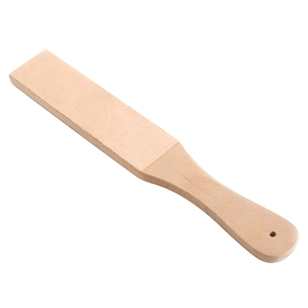 Double-Sided Leather Knife Sharpening Strop – Wooden Handle Knife Sharpening Strop Babs Beige
