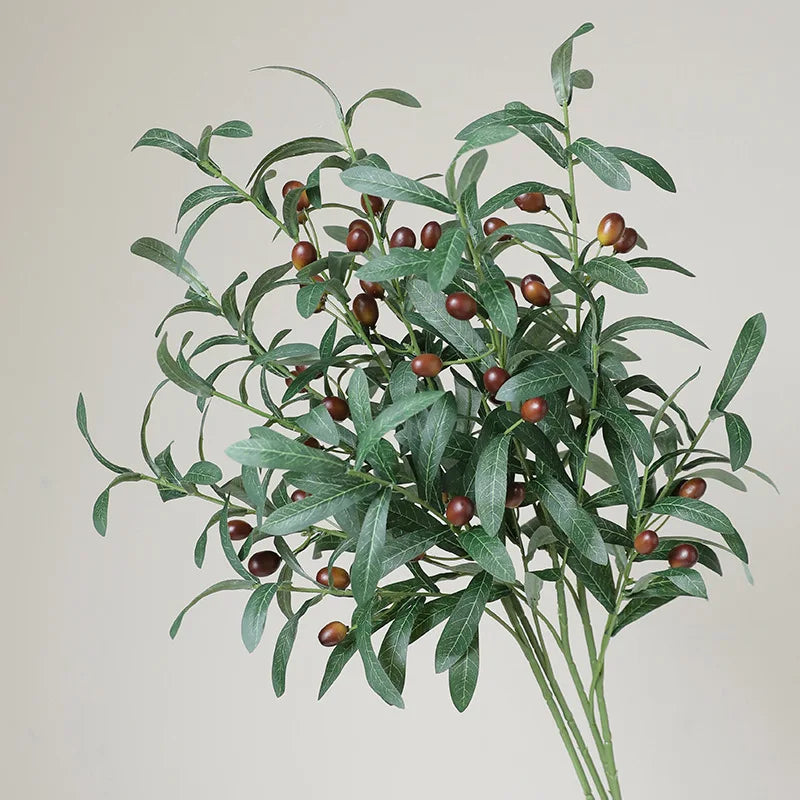 Artificial Olive Branch with Fruits – Faux Plant Home Décor Artificial Plant Branch Babs