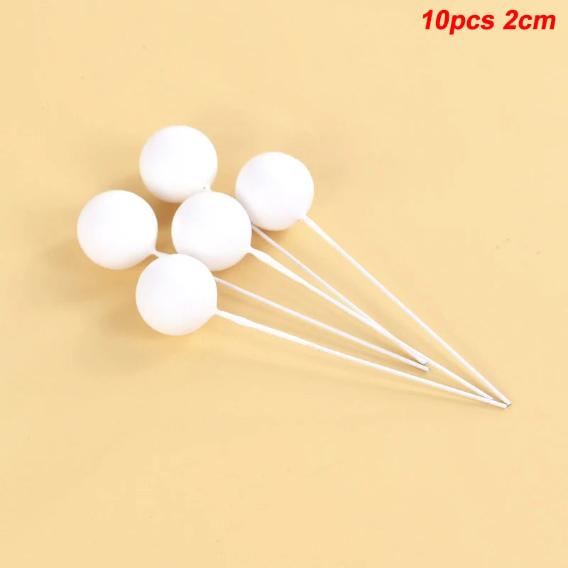 10Pcs Ball Cake Toppers Gold Blue Pink – Party & Wedding Cake Topper Set Babs 10pcs white-2cm