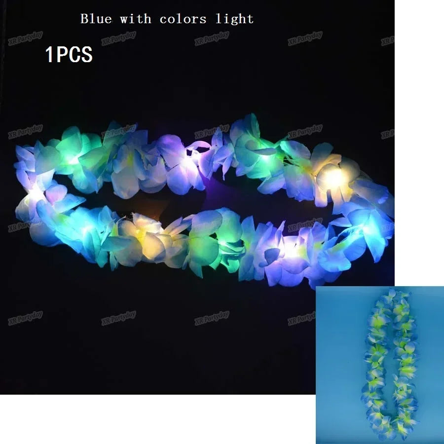 LED Hawaiian Leis Flashing Flower Necklace for Parties LED Party Necklace Babs 3 thick necklace