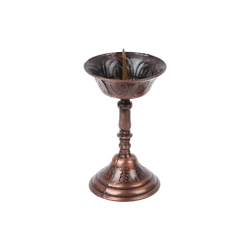 Metal Lotus Votive Candle Holder – Buddhist Butter Lamp Stand Votive Candle Holder Babs Copper