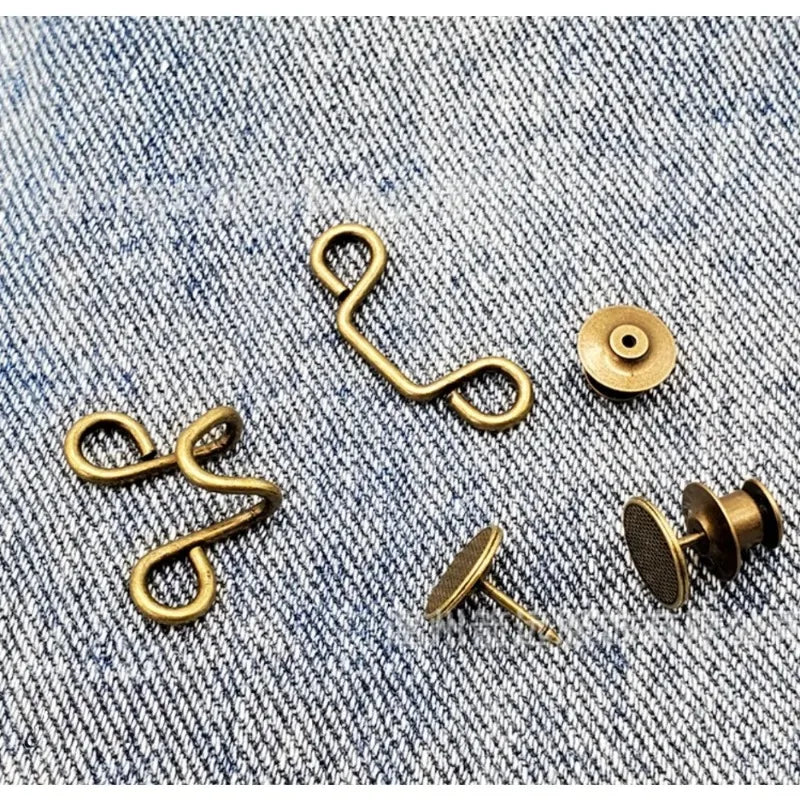 Adjustable Metal Jeans Waist Buckle – No-Drill Snap Fastener Set Clothing Snap Fastener Babs