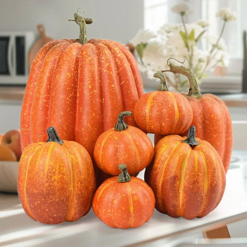 7-Piece Artificial Pumpkin Set – Fall & Halloween Decor Artificial Pumpkin Decor Babs