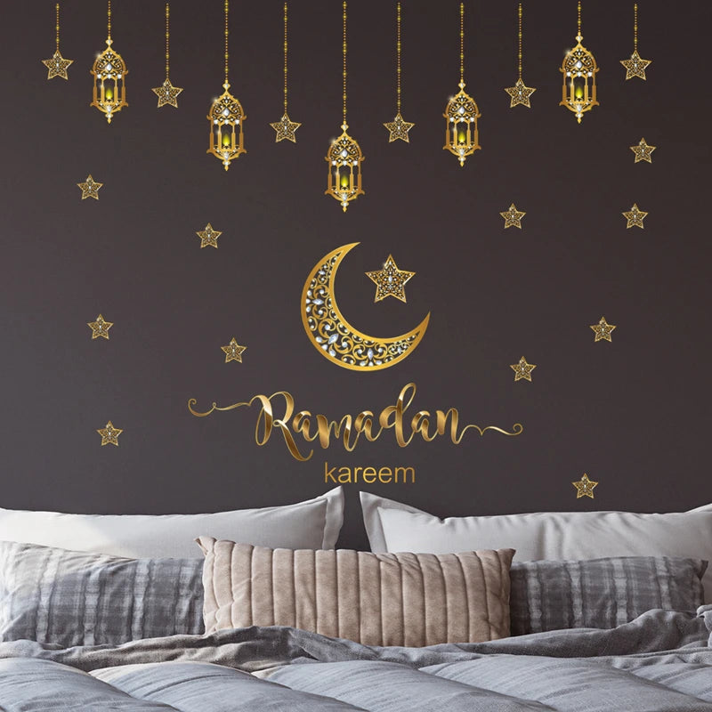 Ramadan Mubarak Wall & Window Stickers – Eid Moon Star Decor Decorative Wall Stickers Babs