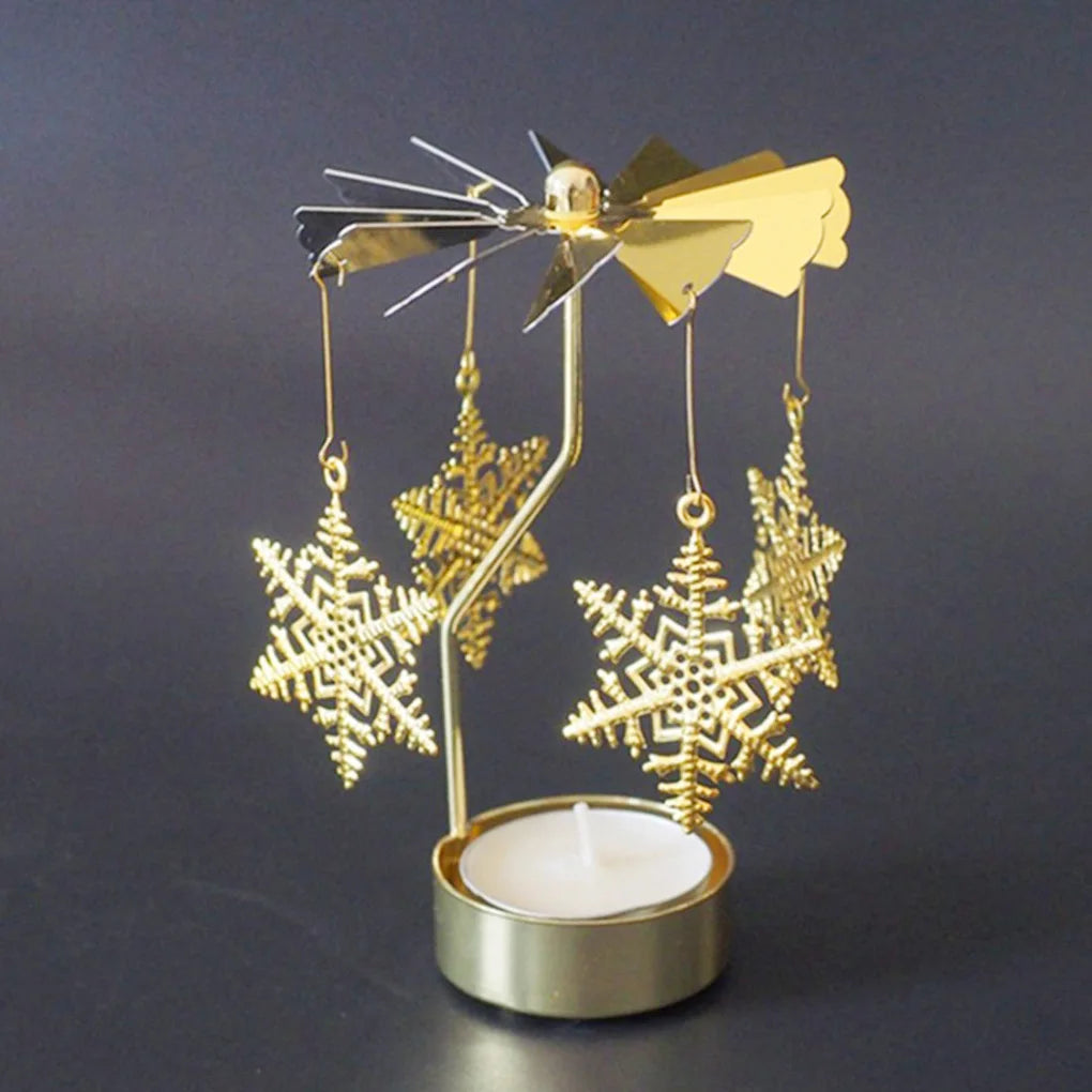 Rotating Carousel Tea Light Candle Holder – Gold & Silver Candle Holder Babs