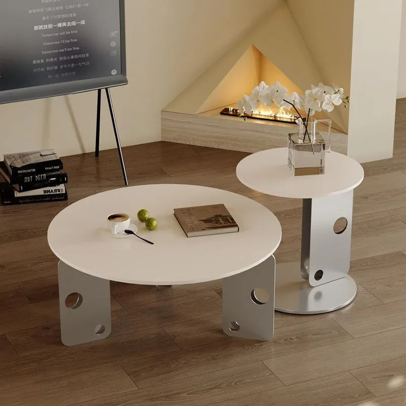 Modern Round Coffee Table – Rock Slab Top & Steel Frame Round Coffee Table Babs