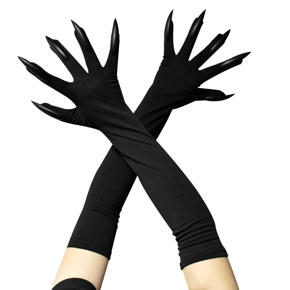 Black Ghost Claw Gloves – Halloween Cosplay Long Nail Costume Costume Gloves Babs