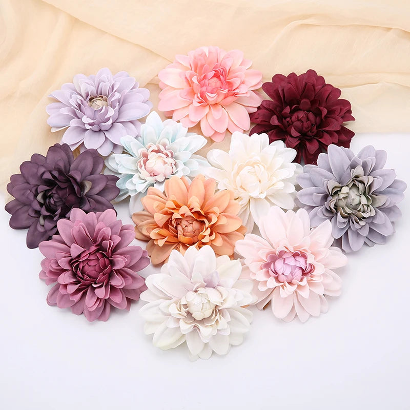 3/5Pcs Dahlia Silk Artificial Flower Heads – DIY Wreath & Decor Artificial Silk Flowers Babs