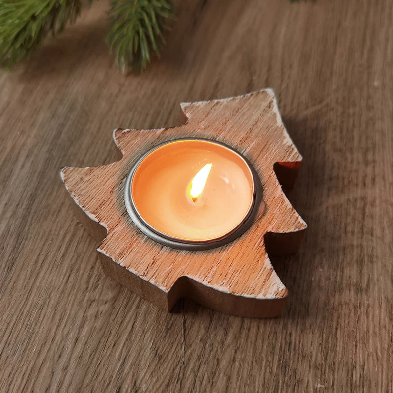 Christmas Wooden Candle Holder – Snowflake Xmas Tree Décor Wooden Candle Holder Babs