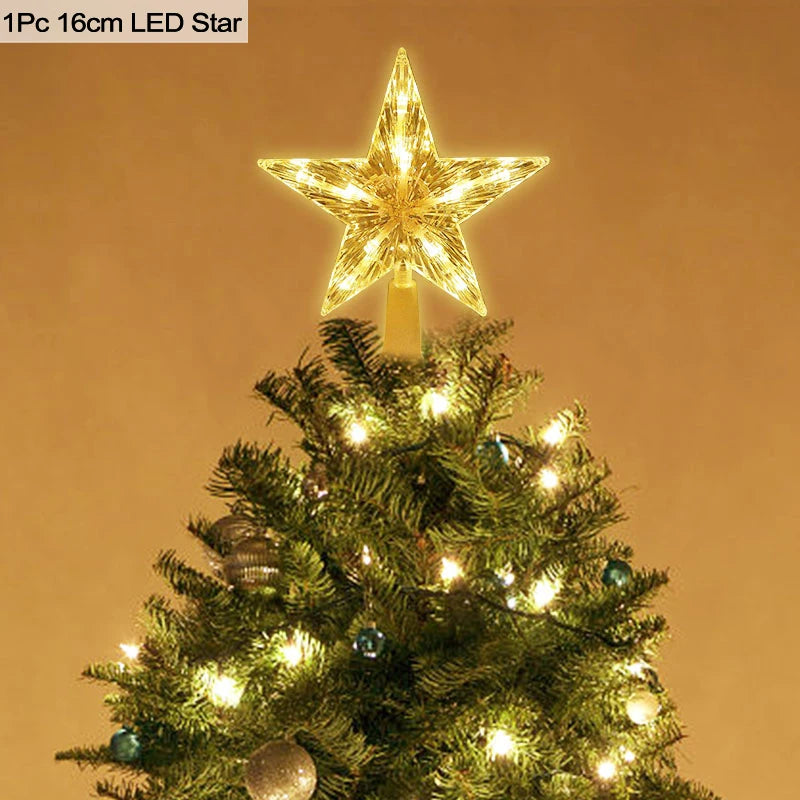 Christmas Tree Top Star LED Light Topper – Xmas Ornament Christmas Tree Topper Babs 16cm warm white