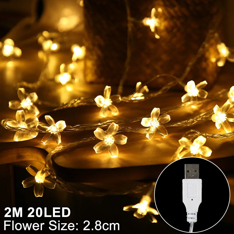 Snowflake LED Christmas Garland Light – USB & Battery Powered LED Christmas Garland Babs 2m warm white cherry 1