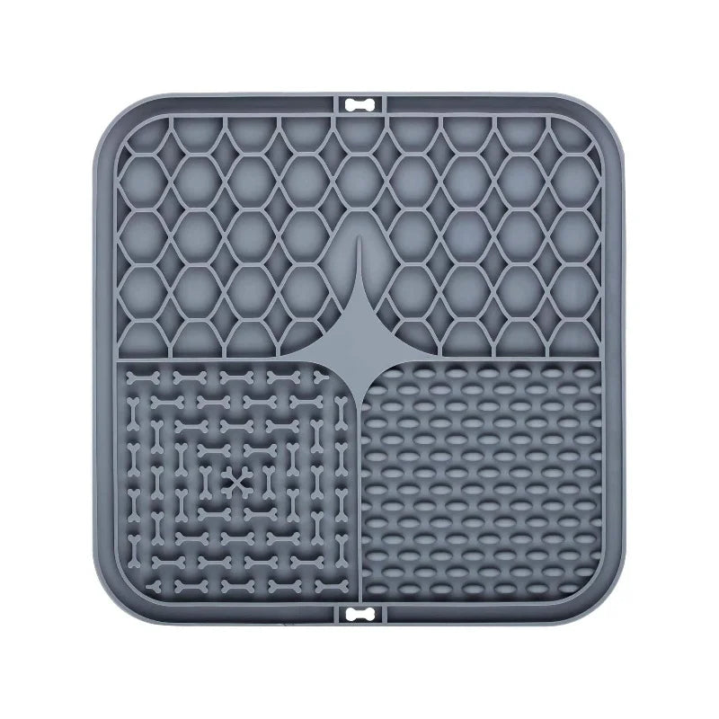 Dog Slow Feeder Lick Mat with Suction Cup – All Breeds Slow Feeder Lick Mat Babs GRAY