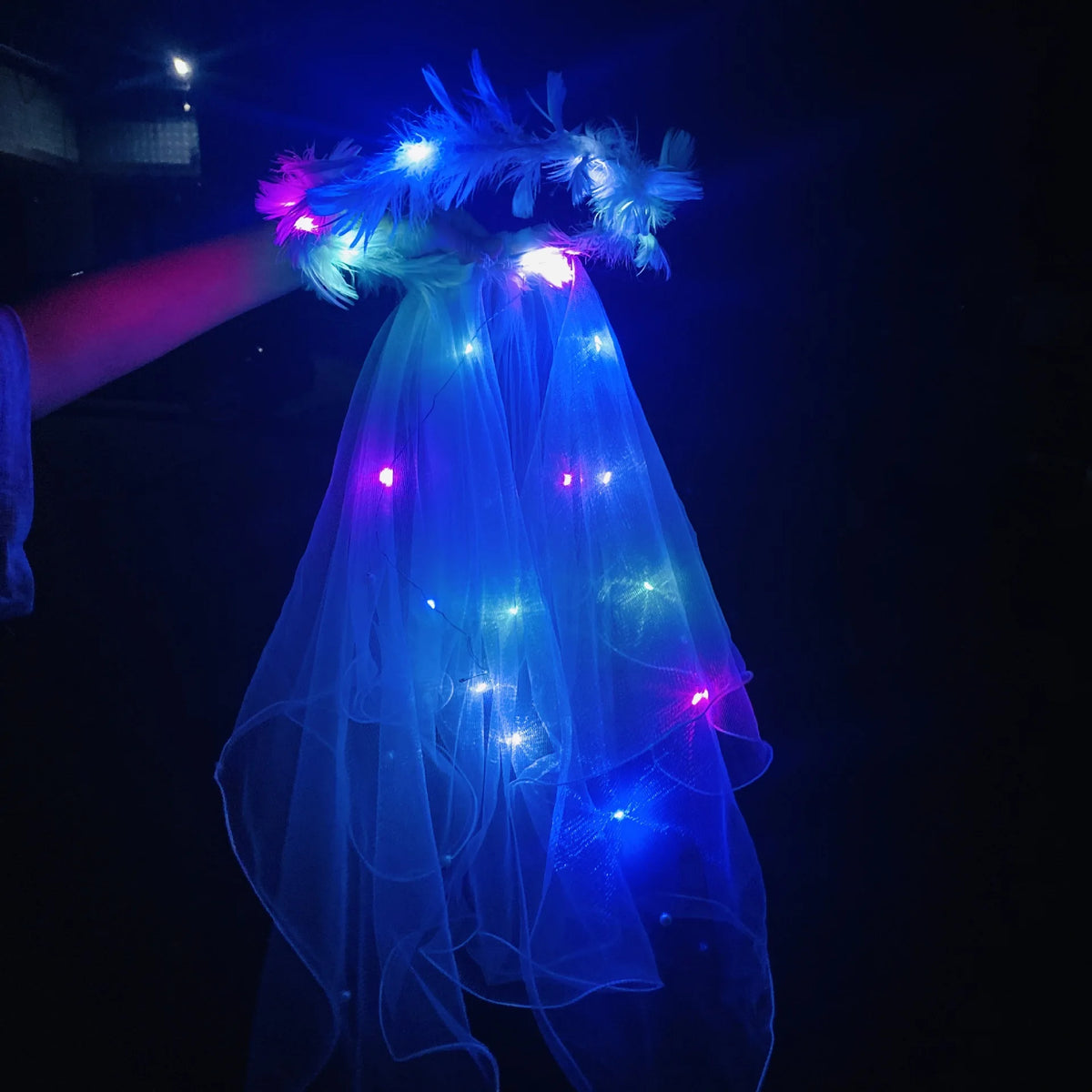 LED Glow Bridal Veil & Flower Crown – Bachelorette Party Gift Bridal Party Veil Babs