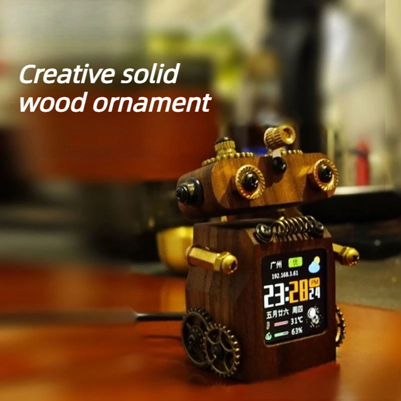 WiFi Weather Desk Clock – Smart Robot Wooden Table Clock Smart Desk Clock Babs