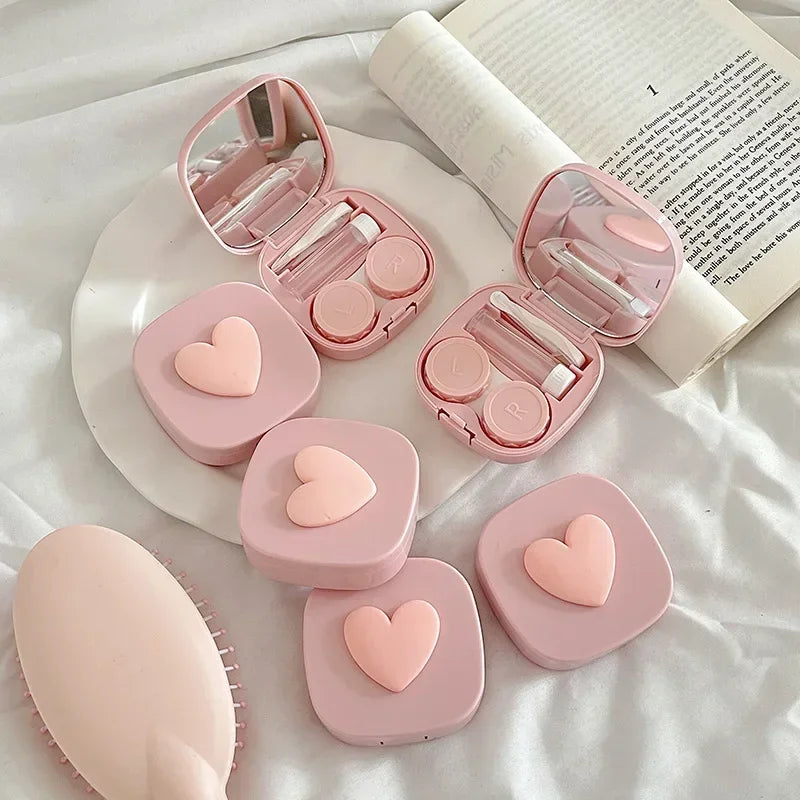 Heart Contact Lens Case with Mirror – Cute Travel Kit Contact Lens Case Babs