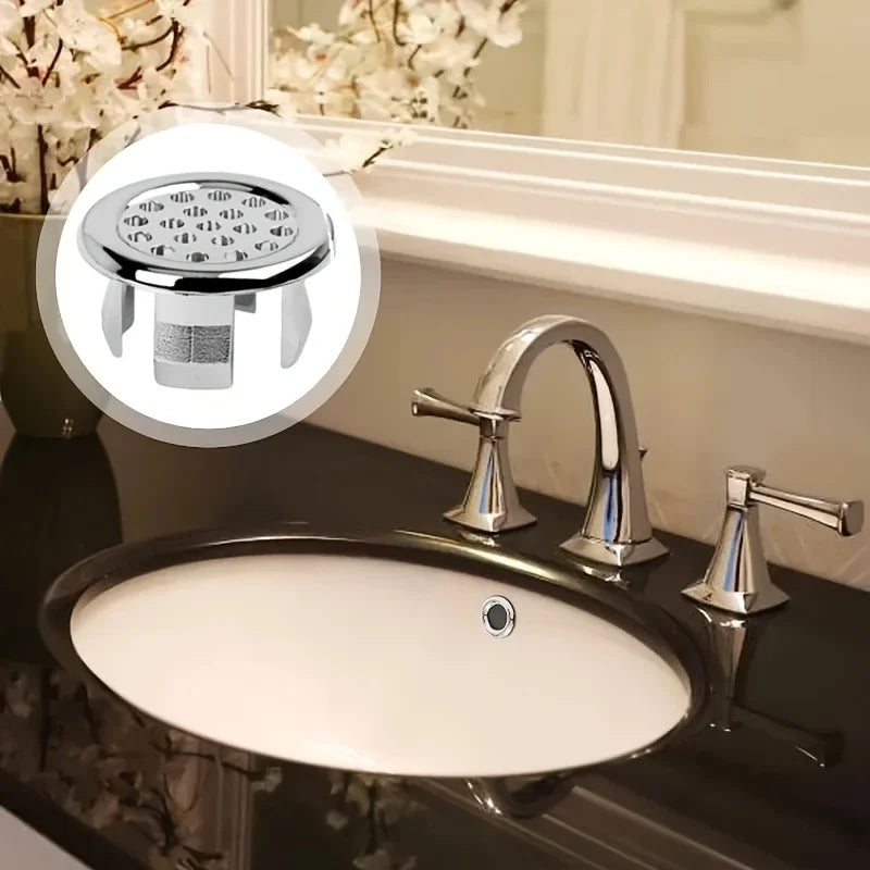 4pcs ABS Basin Sink Overflow Cover Ring & Round Drain Cap Sink Overflow Cover Babs