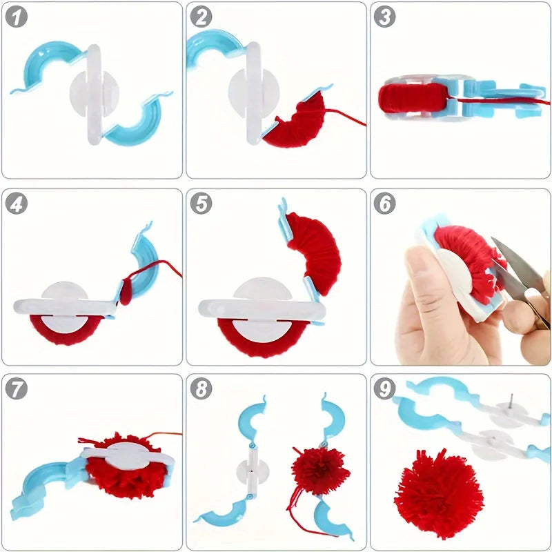 4-Piece Plush Ball Weaving Machine Kit – DIY Pom-Pom Tool Set Pom-Pom Maker Kit Babs