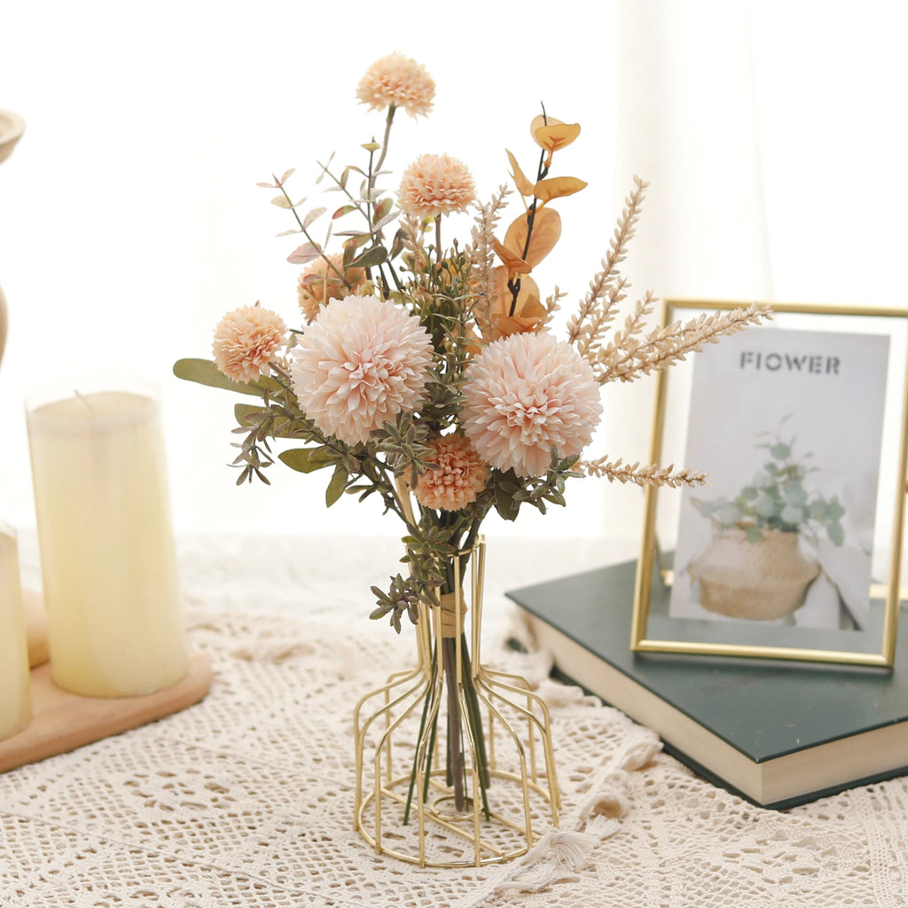 Artificial Champagne Dandelion Bouquet – Silk Home & Wedding Decor Artificial Flower Bouquet Babs