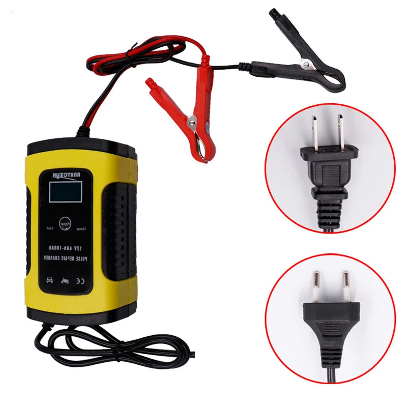 Alasicka 12V 6A Automatic Car Battery Charger | LCD Display Car Battery Charger Babs EU Plug China Mainland