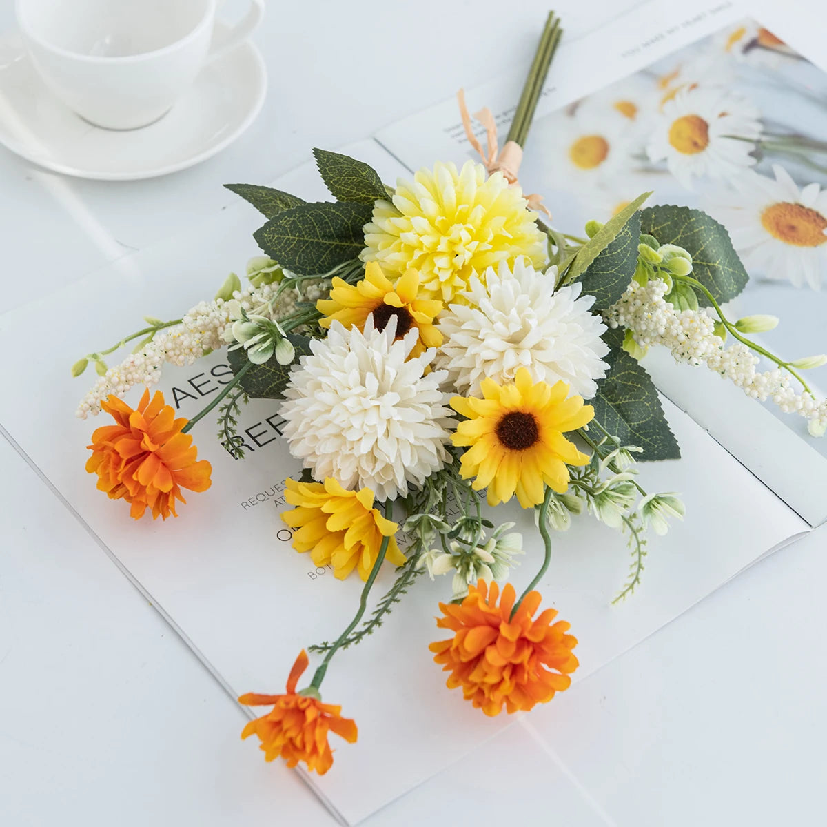 Silk Artificial Chrysanthemum Bouquet for Wedding & Home Decor Artificial Flower Bouquet Babs
