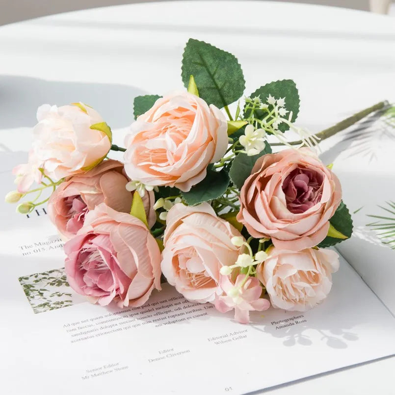 Silk Peony & Rose Artificial Flower Bouquet | Home Décor Artificial Flower Bouquet Babs (Light Pink)