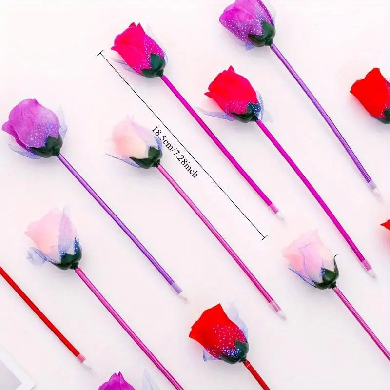 5-Piece Rose Flower Ballpoint Pen Set – Novelty Stationery Gift Novelty Ballpoint Pens Babs