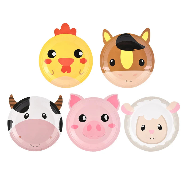 10pcs Farm Animal Shaped Disposable Paper Plates Kids Party Disposable Party Plates Babs