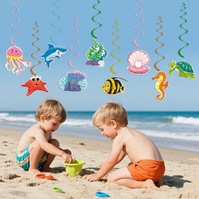 Under the Sea Hanging Spiral Party Decorations – Ocean Theme Party Hanging Decorations Babs