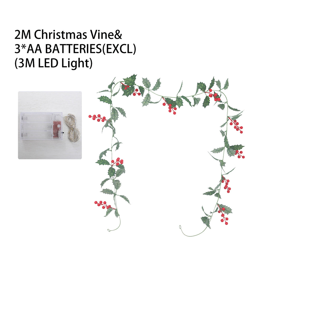 Artificial Red Berry LED Vine – Wedding & Christmas Décor Artificial LED Vine Babs Green 3