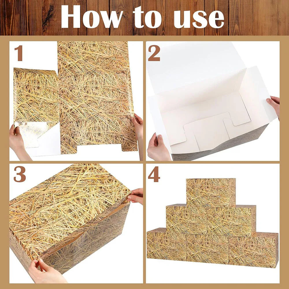 Western Cowboy Party Boxes – Hay Bale & Wine Barrel Decor Props Party Decoration Boxes Babs