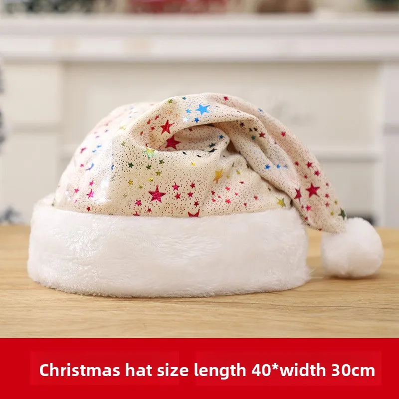 Adult Christmas Hat – Soft Festive Party Hat with Gold Stars Christmas Party Hat Babs