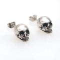 Punk Skull Stud Earrings for Men – Hip Hop Rock Style Skull Stud Earrings Babs silver