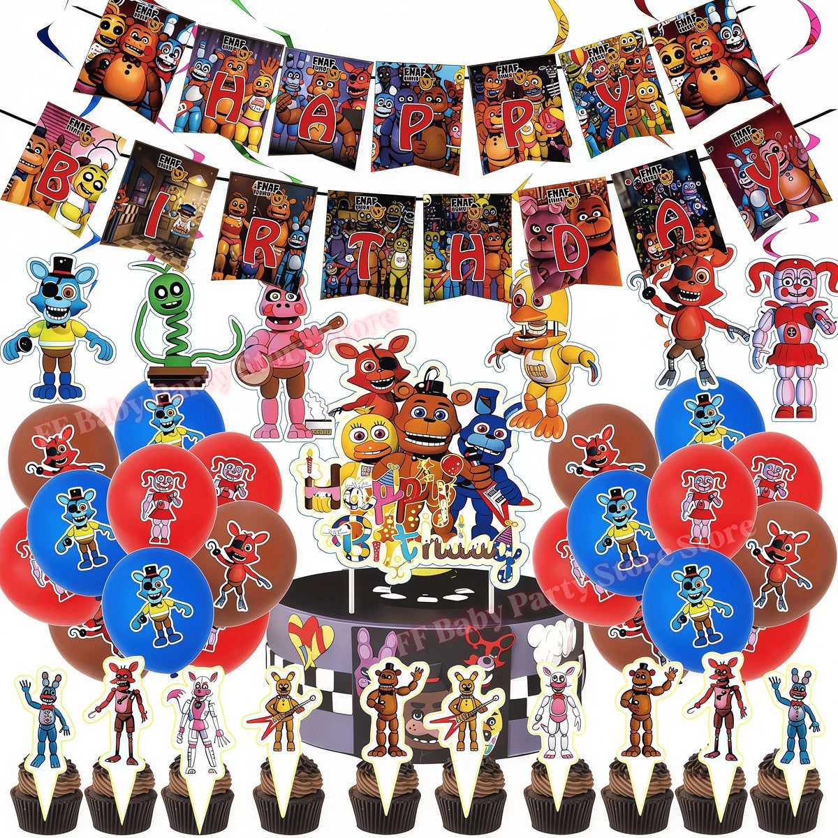 Five Nights Bear Birthday Party Decorations Set for Kids