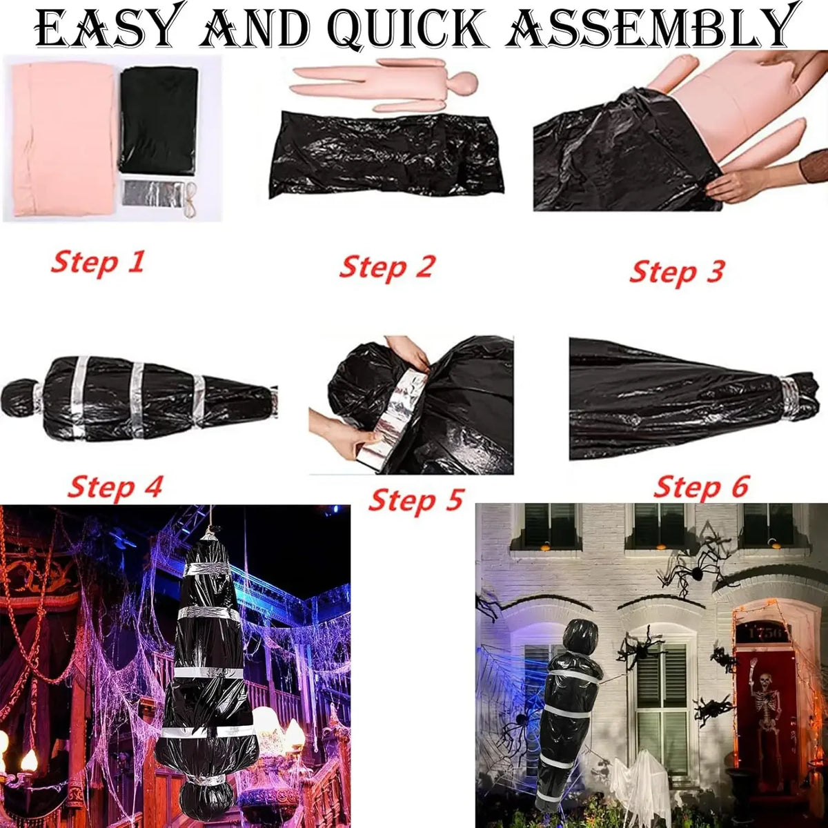 Halloween Hanging Corpse Prop – Haunted House Horror Decor Halloween Hanging Prop Babs