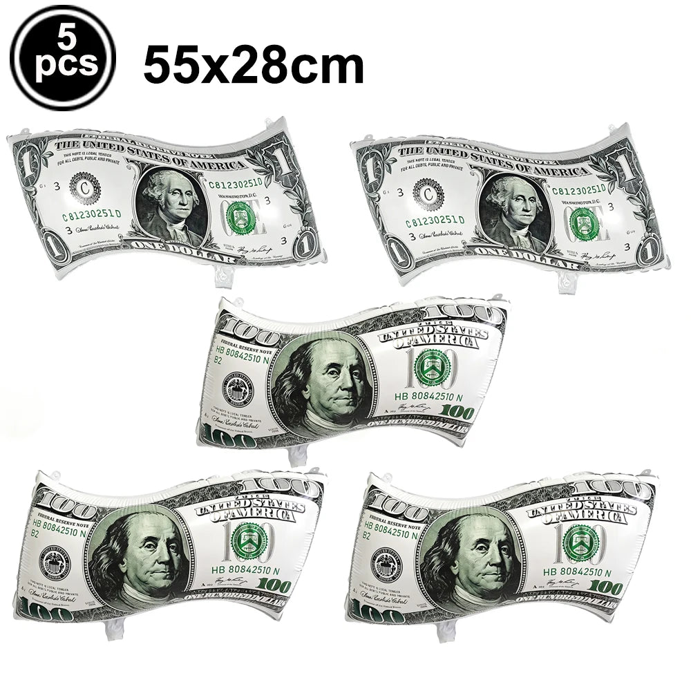 Dollar Sign Foil Curtain & Money Balloon Party Decor Set Party Decoration Set Babs Camouflage As pictures show