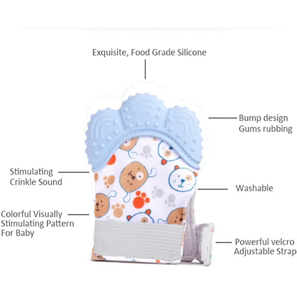 Baby Silicone Teething Mittens – Food Grade, Velcro Closure Baby Teething Mitten Babs