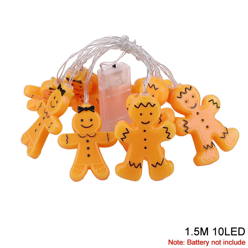 Gingerbread Man LED String Lights – Xmas Tree Ornaments LED String Lights Babs