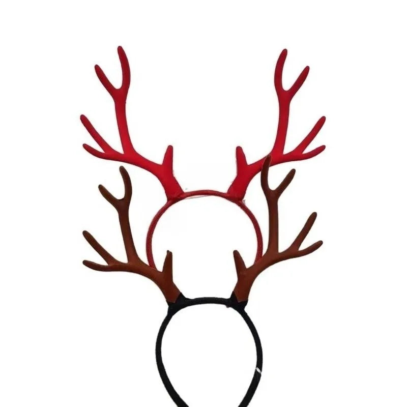 10 Pairs Reindeer Antler Headbands – Flocked Xmas Costume Costume Headband Babs