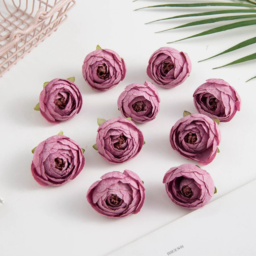 40/80Pcs Silk Tea Rose Buds for Wedding & Home Décor Artificial Silk Flowers Babs plum 40 pieces