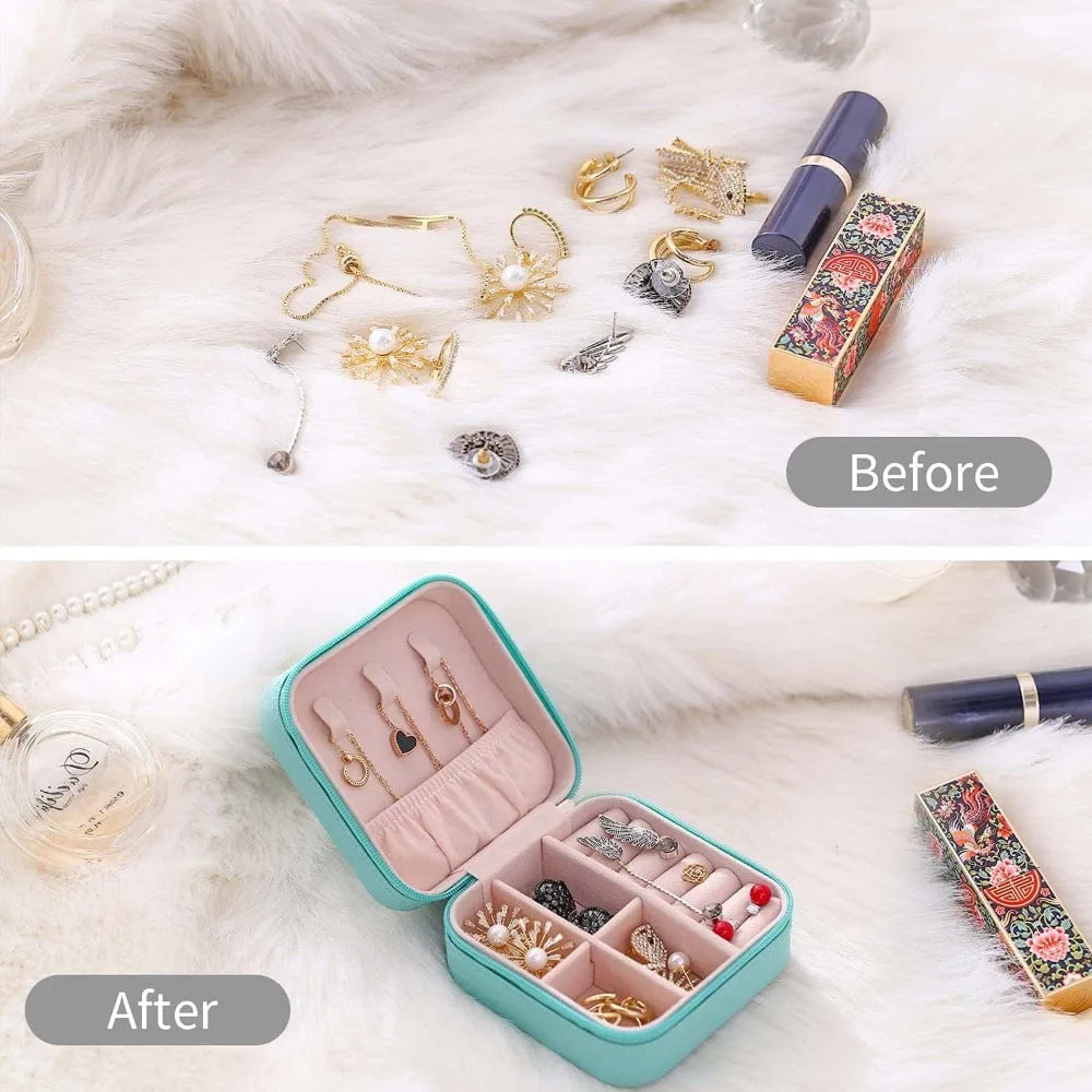Portable Leather Travel Jewelry Organizer Case for Women Jewelry Travel Case Babs