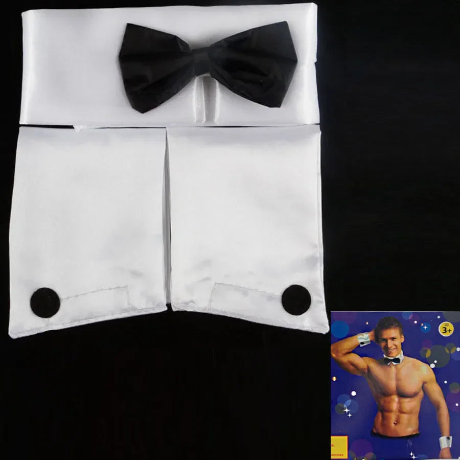 Men's Dancer Cosplay Costume Set – Bow Tie Collar & Cuffs Costume Accessory Set Babs