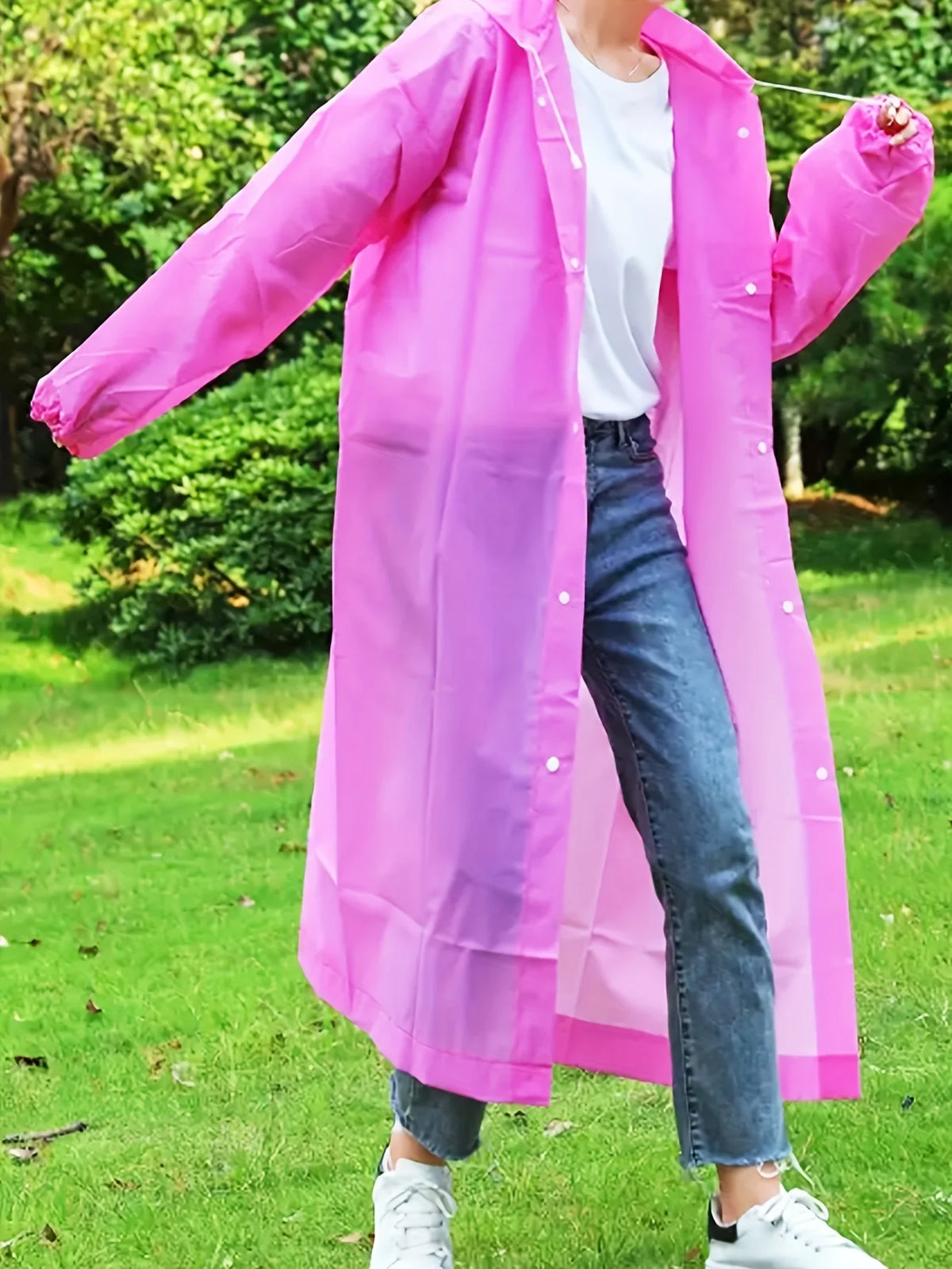 Pink Adult Raincoat – Windproof Waterproof Portable Rain Cape Waterproof Rain Cape Babs