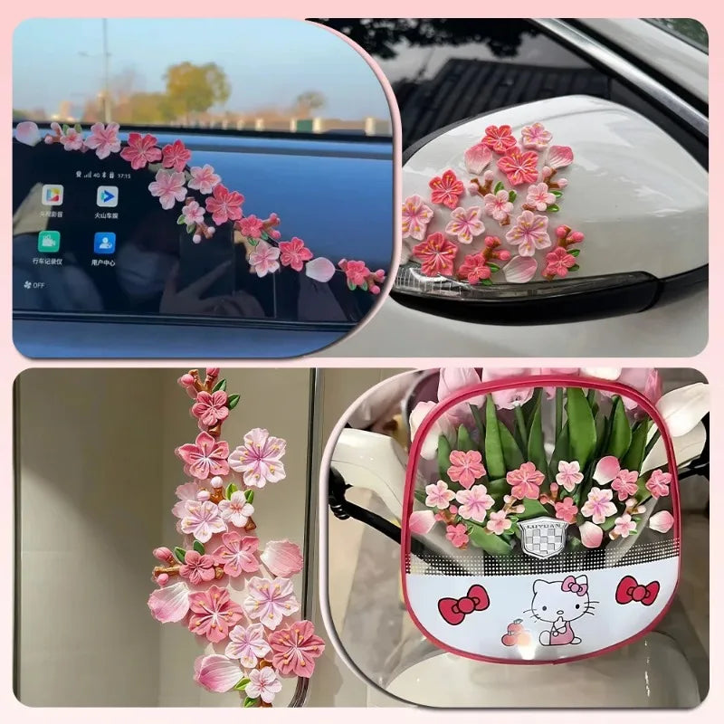 3D Cherry Blossom Resin Car Stickers – 32/64 Pcs Sakura Decals Resin Car Decals Babs