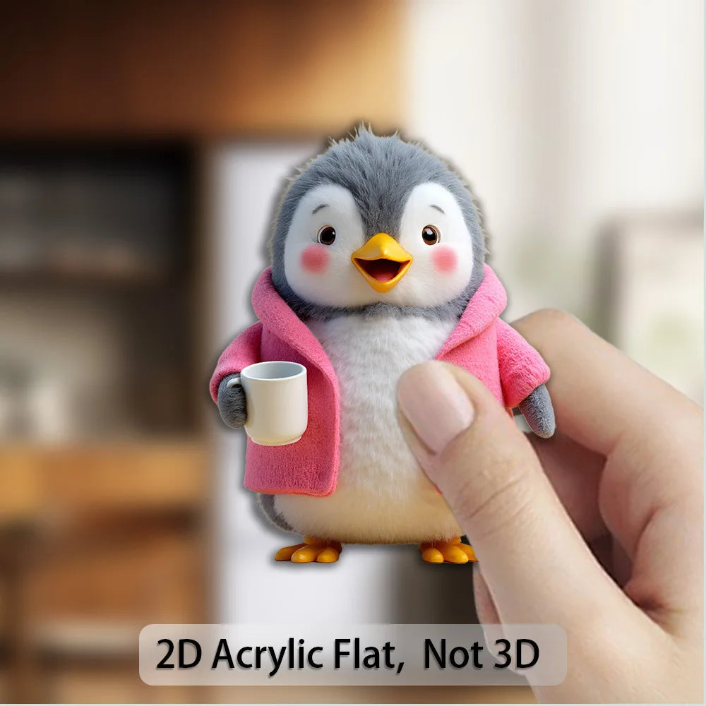 Cute 2D Penguin Fridge Magnet – Soft Knitted Acrylic with Stand Decorative Fridge Magnet Babs