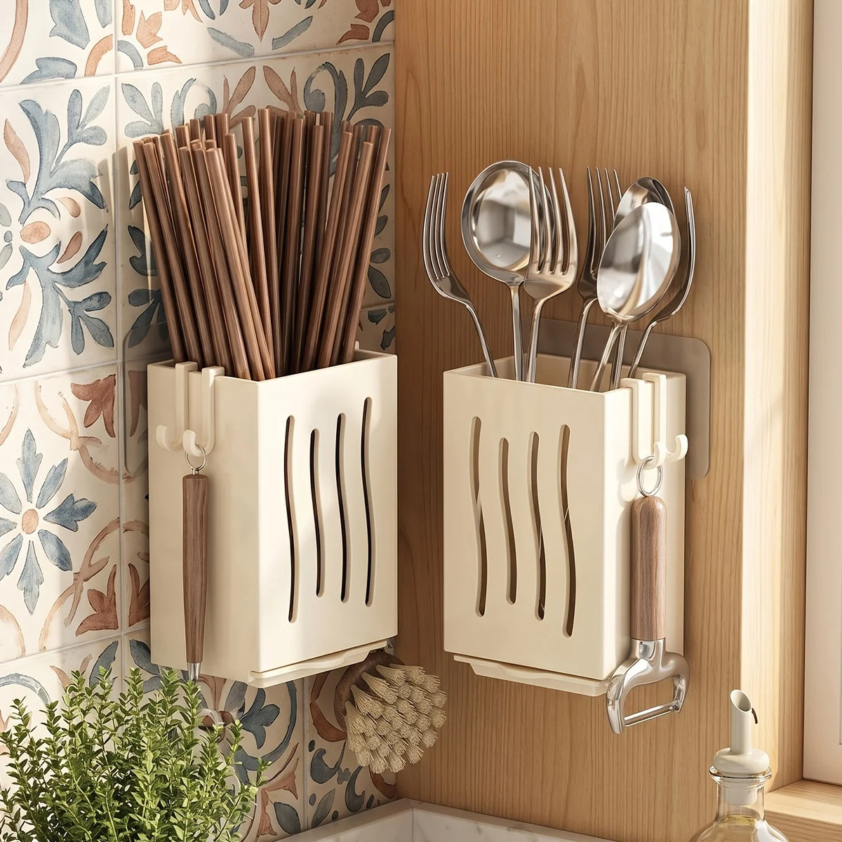 Kitchen Utensil Holder & Cutlery Drainer with Built-In Drainage Utensil Holder Babs