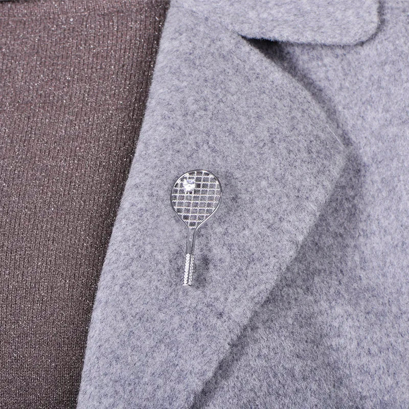Badminton Racket Brooch – Copper & Cubic Zirconia Pin Fashion Brooch Pin Babs