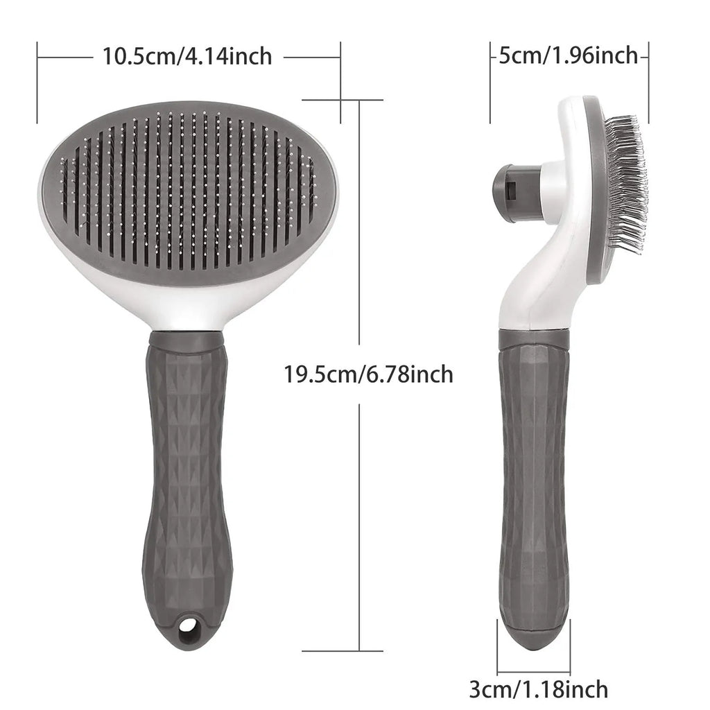 Self-Cleaning Pet Slicker Brush | One-Click, 60° Needles Pet Grooming Brush Babs