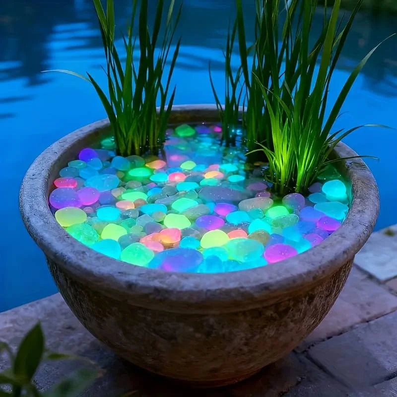 200Pcs Glow in the Dark Pebbles – Garden, Aquarium & Patio Glow Garden Pebbles Babs