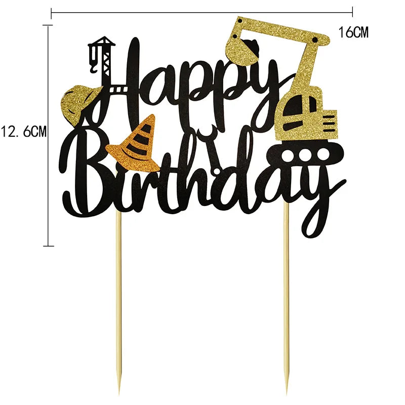 Construction Cake Toppers – Excavator & Dump Truck Party Decor Cake Toppers Babs cake topper